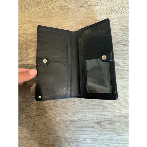 Kate Spade Cameron Leather Large Slim Wallet in Warm Beige Black - Picture 4 of 6